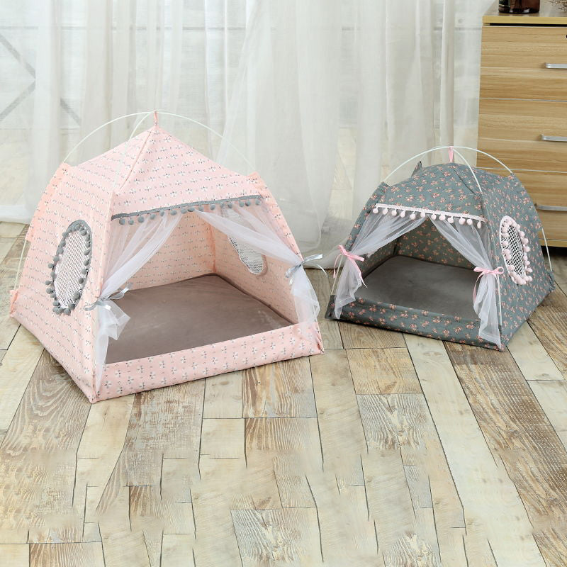 Calming pet tent bed for cats and small dogs