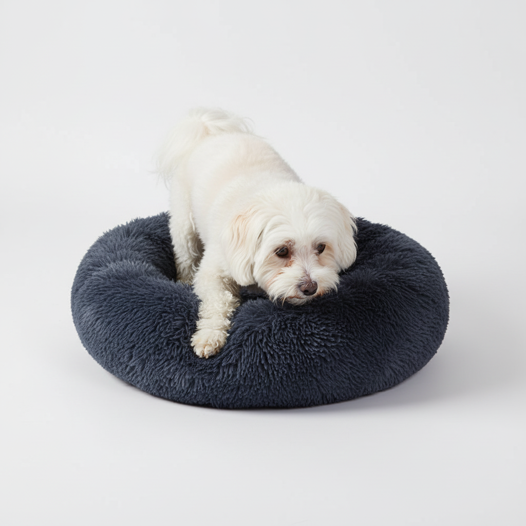Plush donut calming pet bed