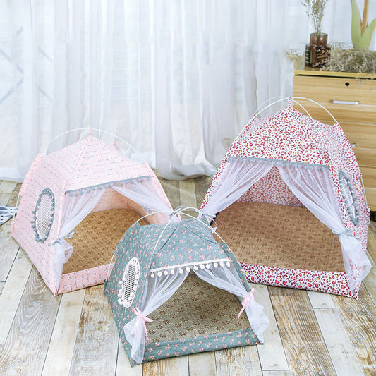 Calming pet tent bed for cats and small dogs