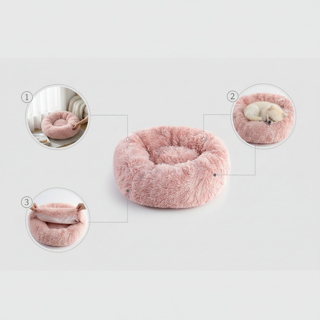 Plush donut calming pet bed