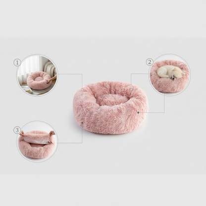 Plush donut calming pet bed