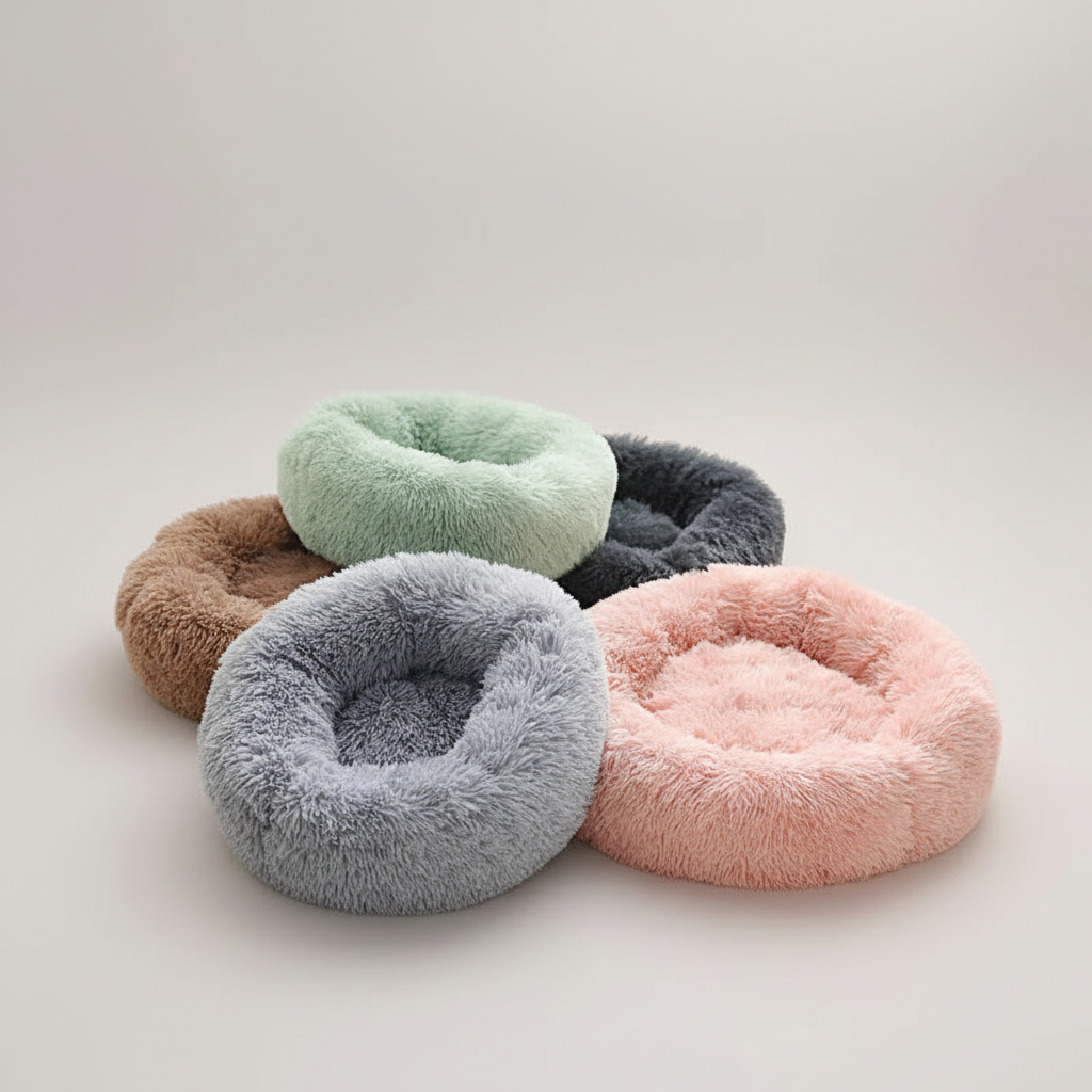 Plush donut calming pet bed