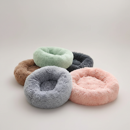 Plush donut calming pet bed