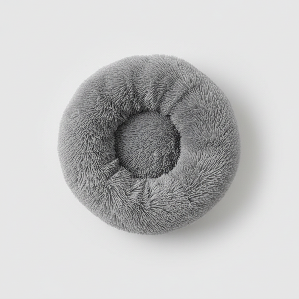 Plush donut calming pet bed
