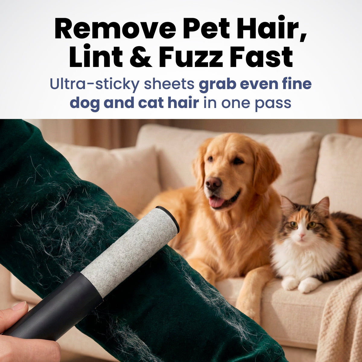 Mini retractable lint roller for pet hair