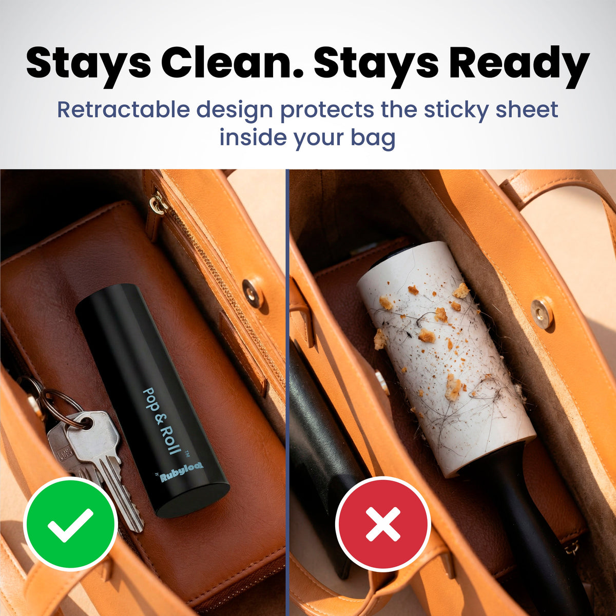 Mini retractable lint roller for pet hair