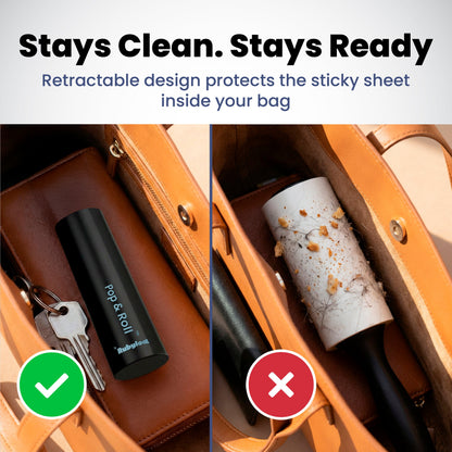 Mini retractable lint roller for pet hair