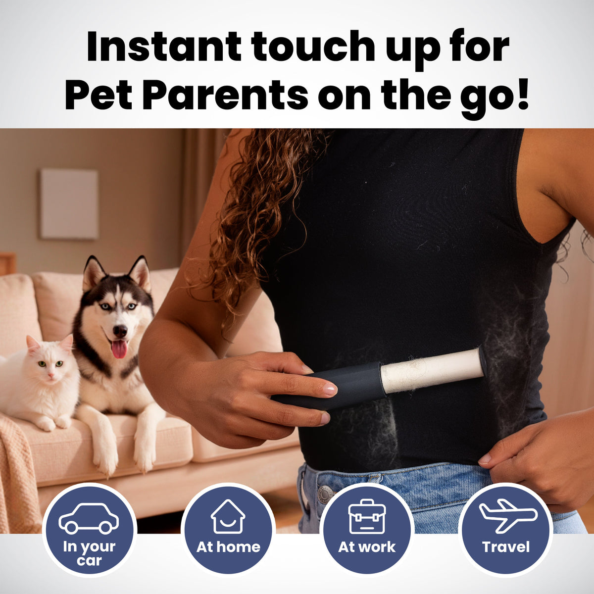 Mini retractable lint roller for pet hair