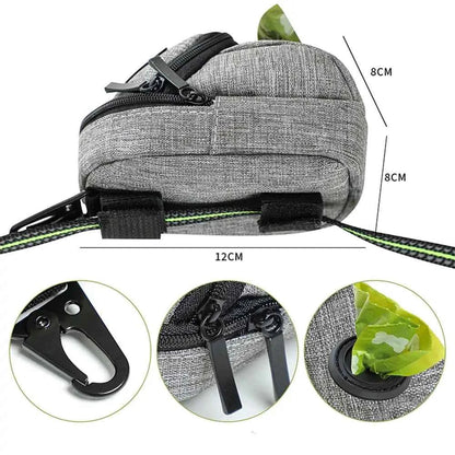 Dog treat pouch with built-in poop bag dispenser