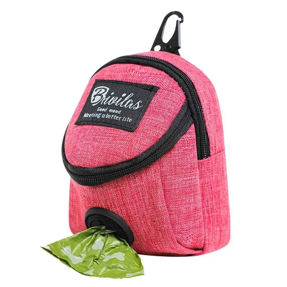 Dog treat pouch with built-in poop bag dispenser