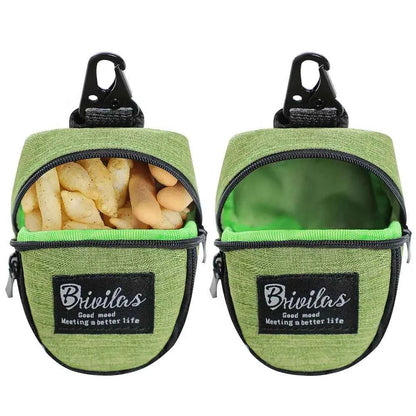 Dog treat pouch with built-in poop bag dispenser