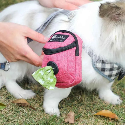 Dog treat pouch with built-in poop bag dispenser