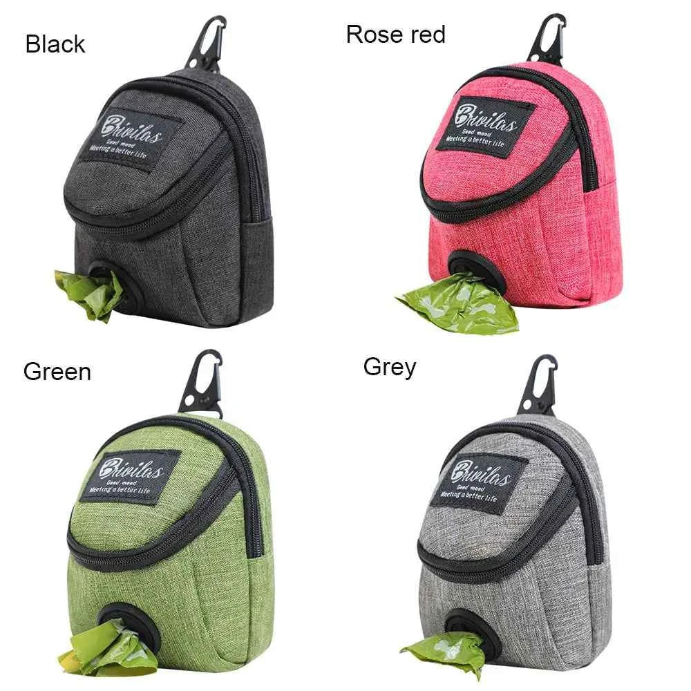 Dog treat pouch with built-in poop bag dispenser