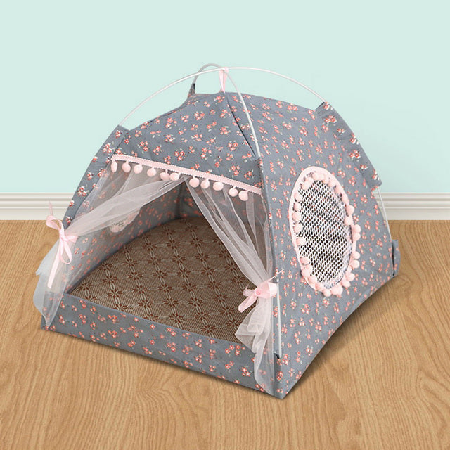 Calming pet tent bed for cats and small dogs