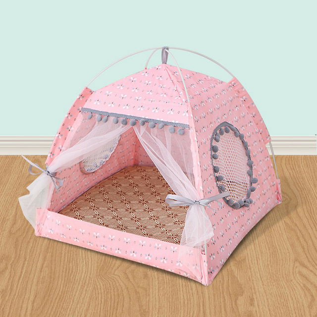 Calming pet tent bed for cats and small dogs