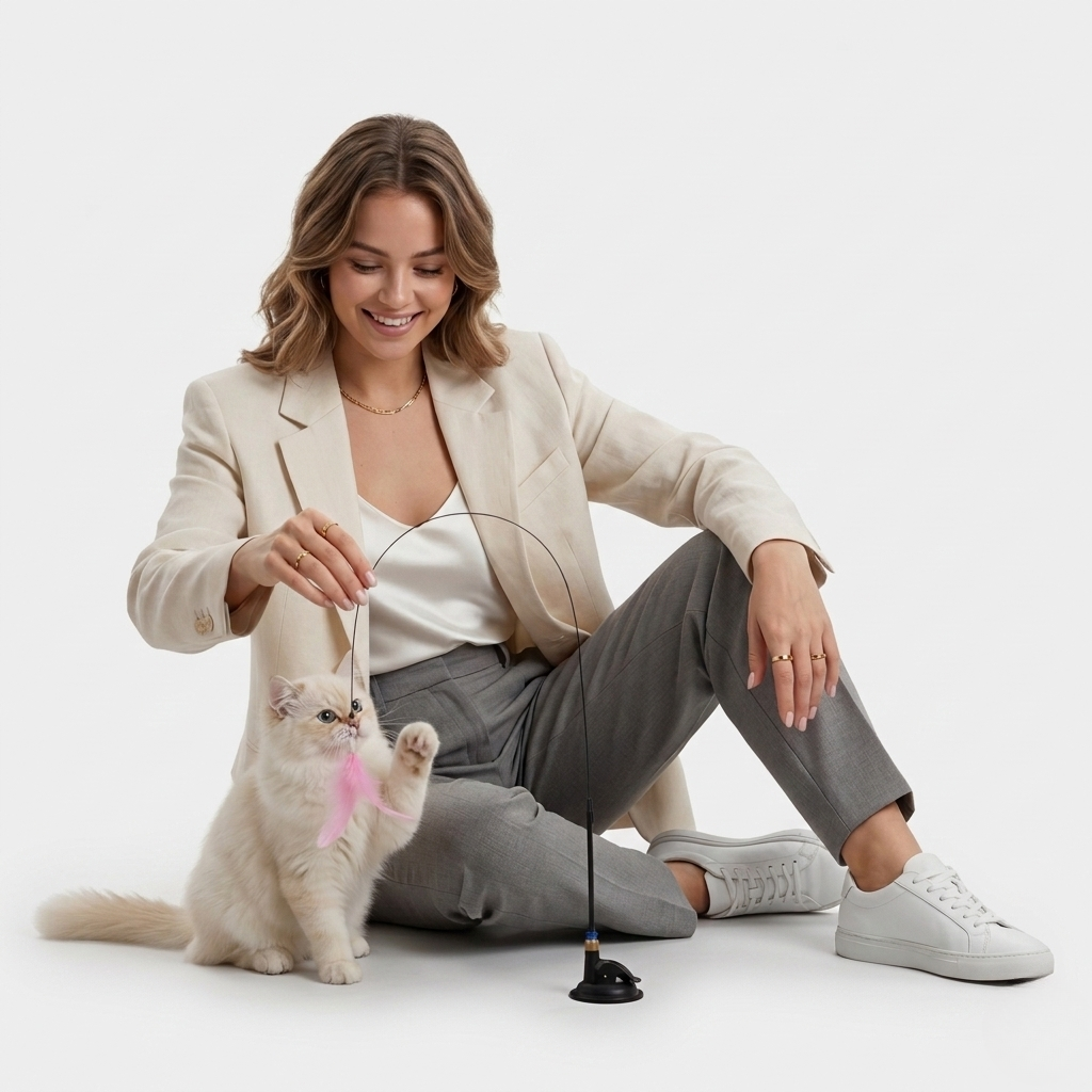 Feather wand cat teaser toy