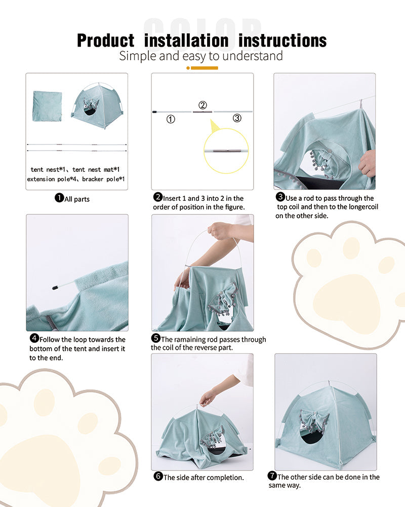 Calming pet tent bed for cats and small dogs
