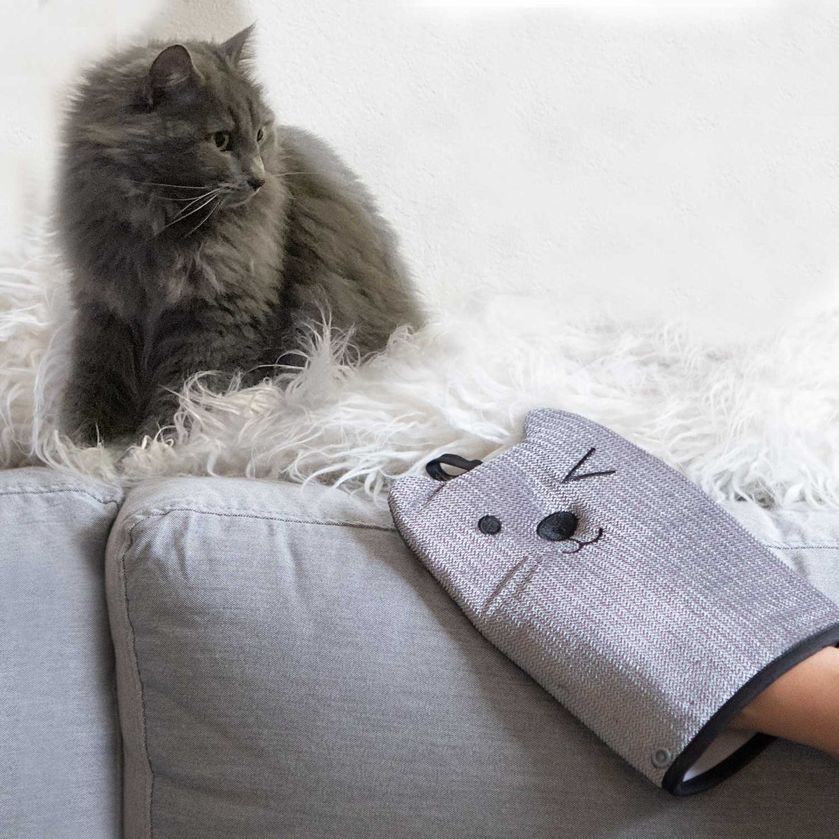 Reusable pet hair remover mitten