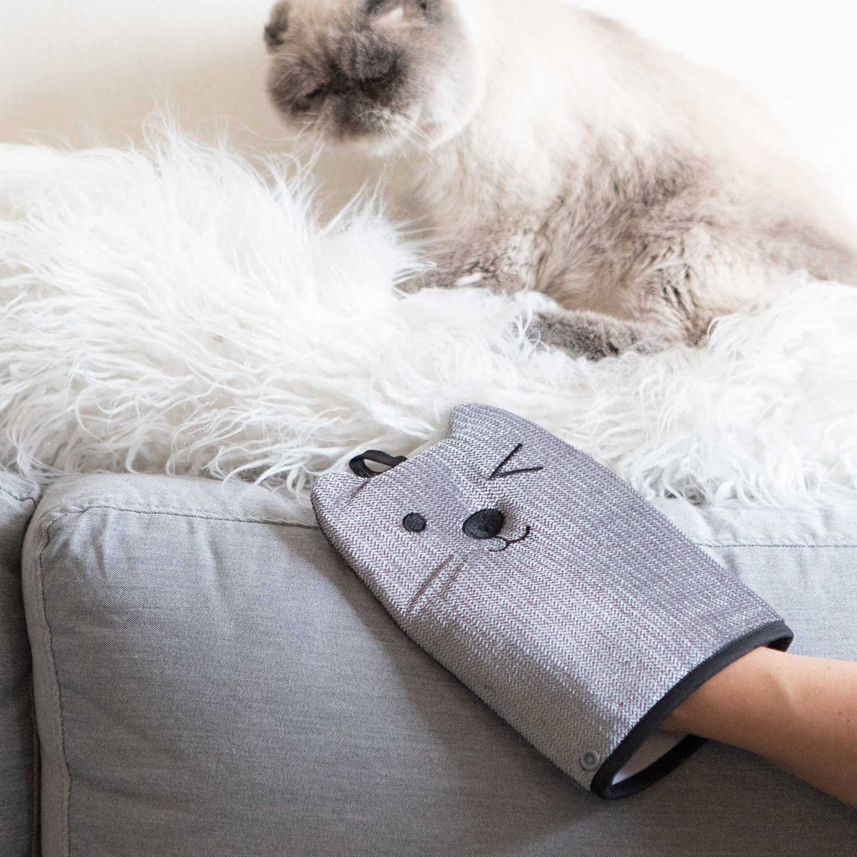 Reusable pet hair remover mitten