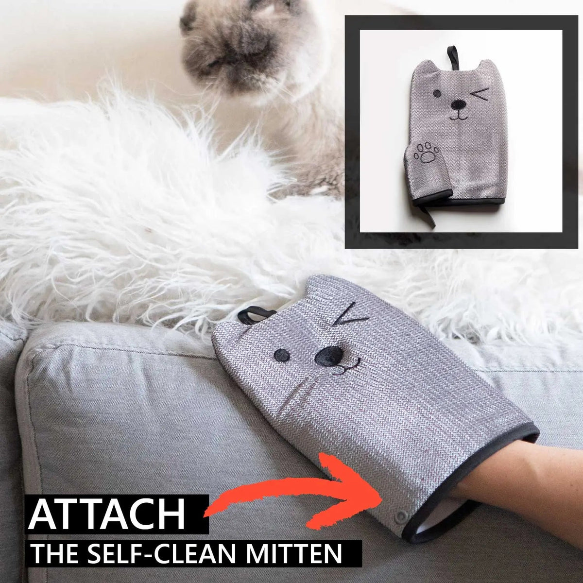 Reusable pet hair remover mitten